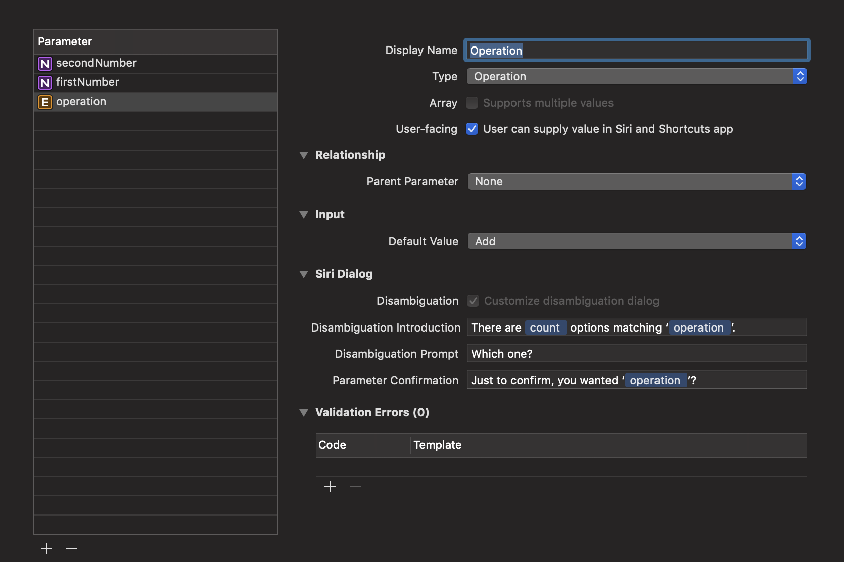 Adding the “Operation” Parameter