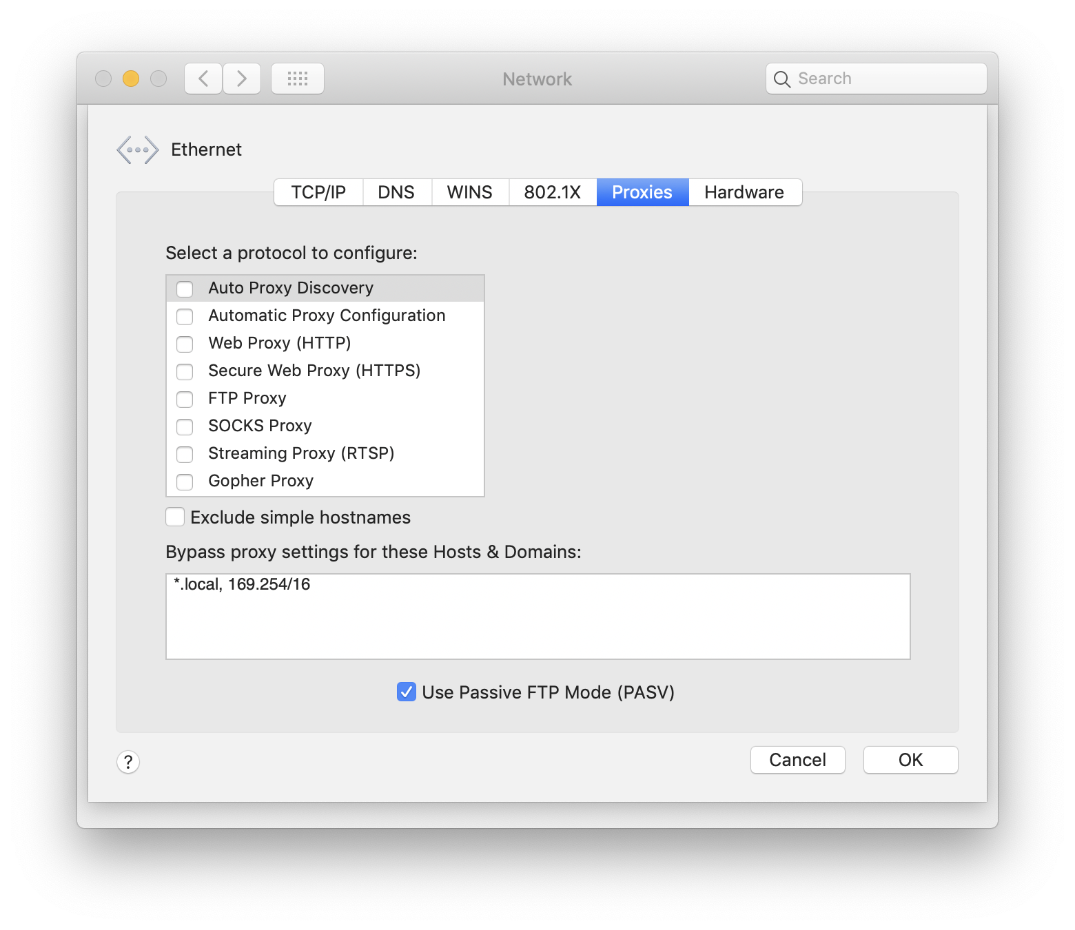 macOS Proxy Settings