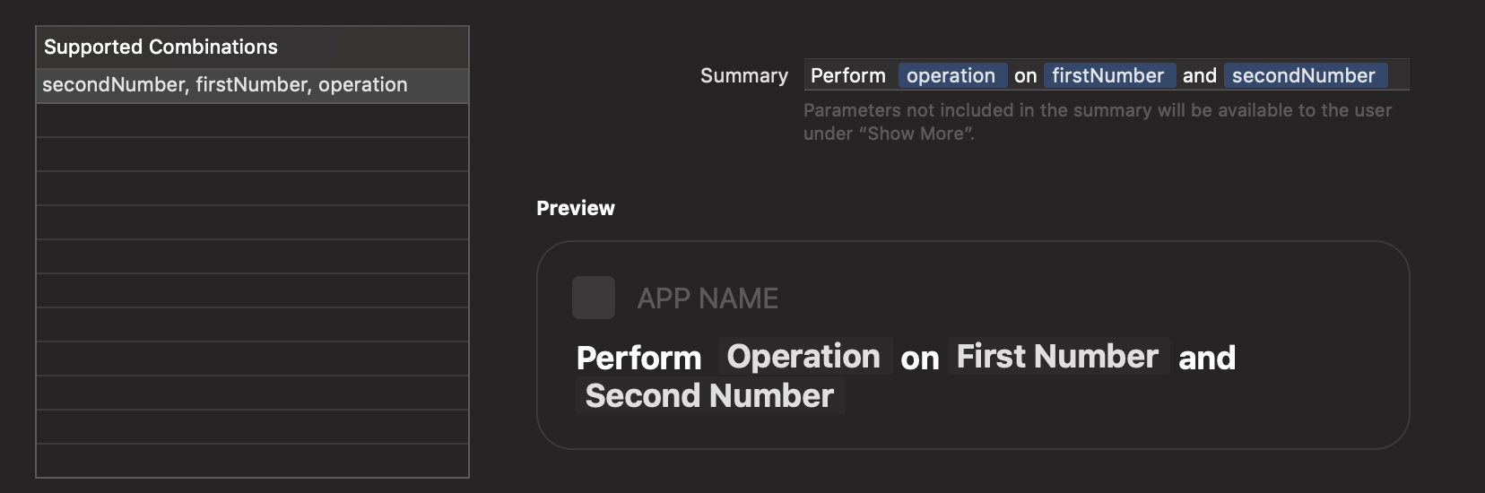 New Action Parameters Combinations