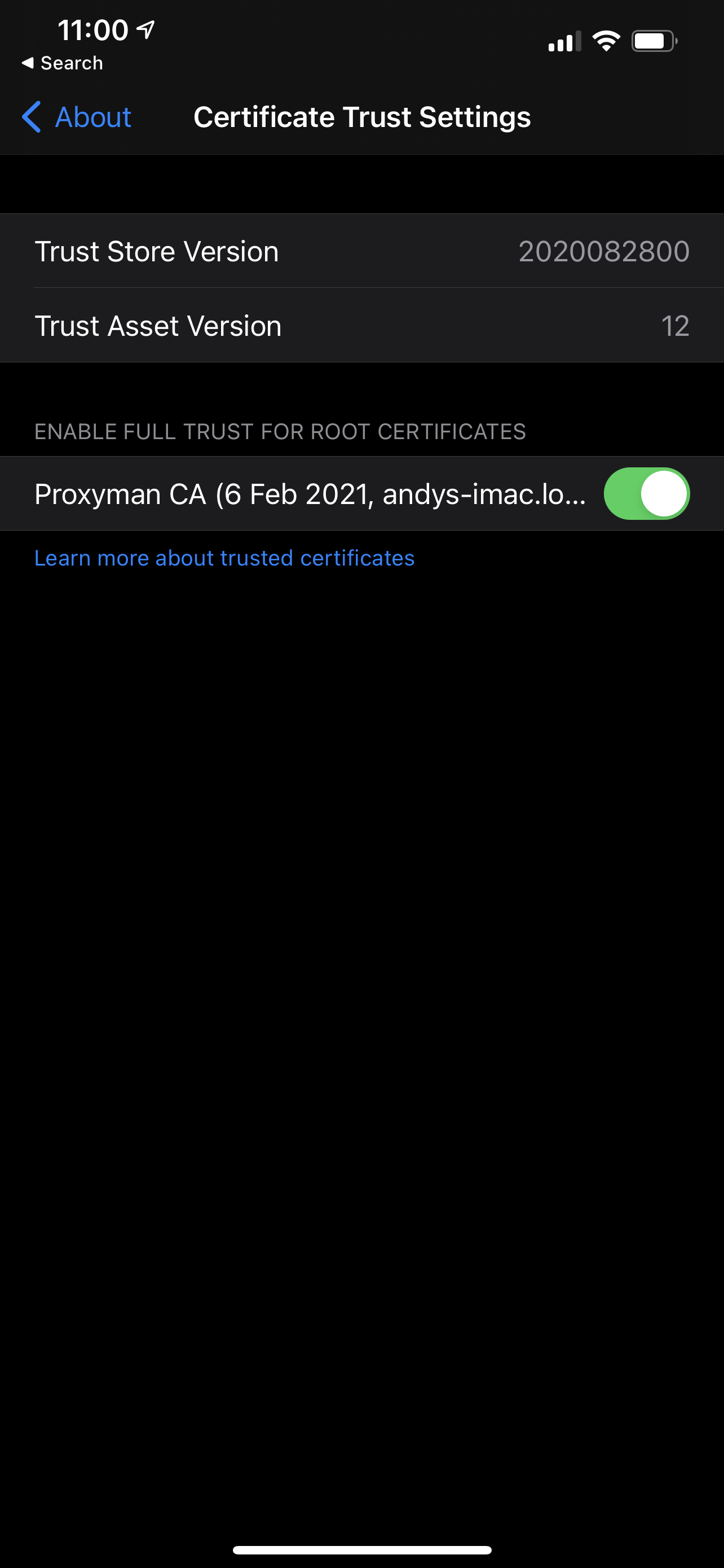 Trusting the Proxyman Cert