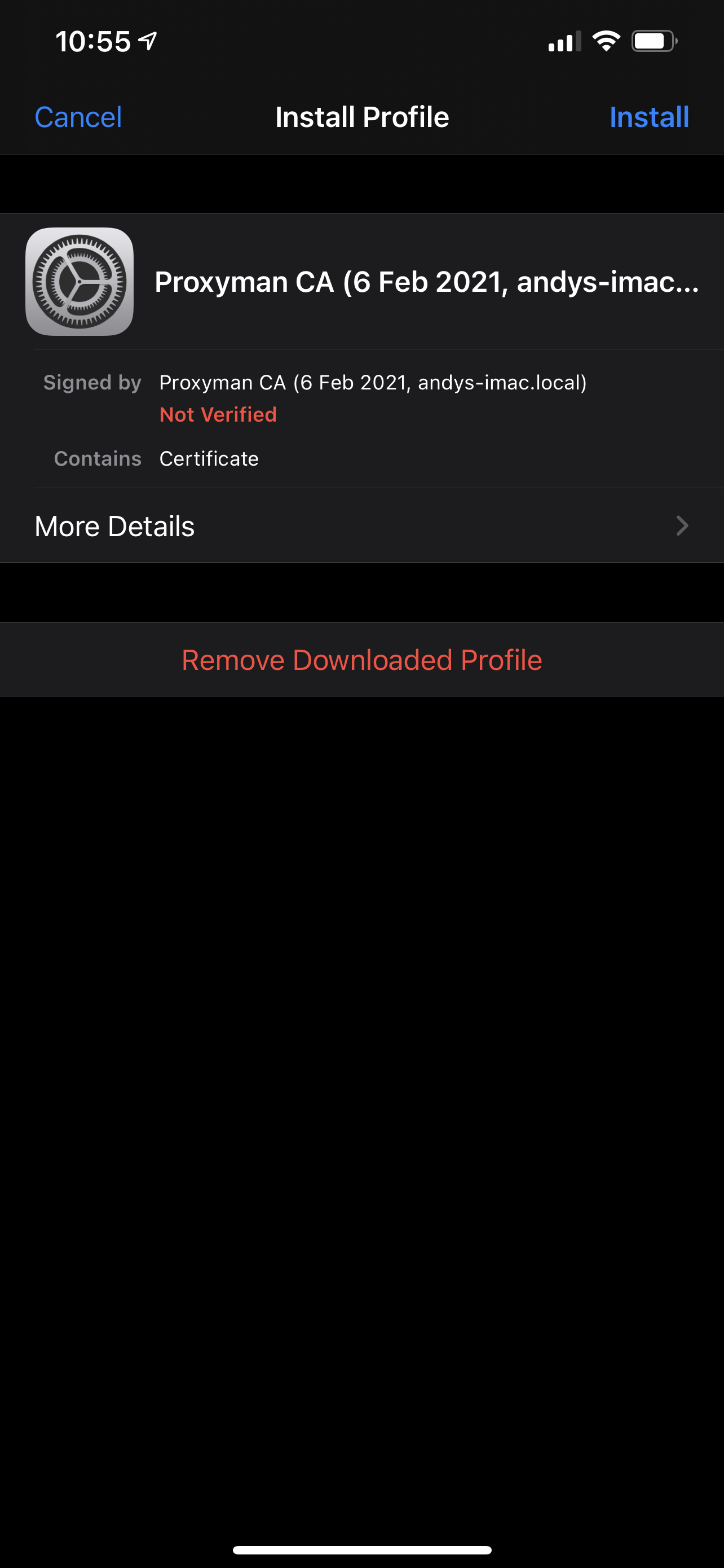 Install Proxyman Cert on iOS